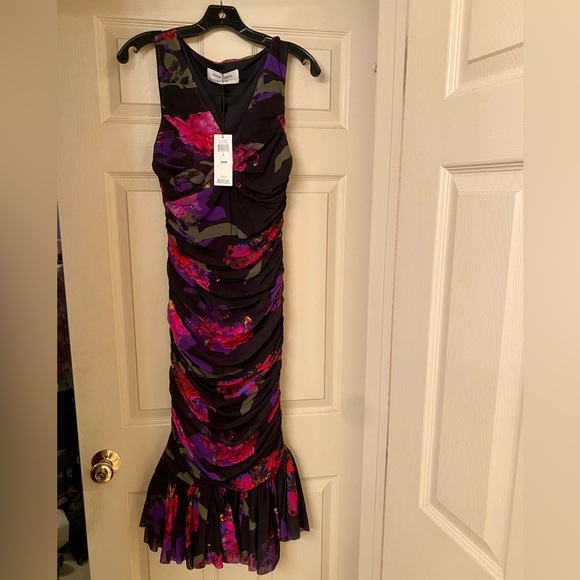 Prabal Gurung Ruched Floral Midi Dress - Picture 6 of 6